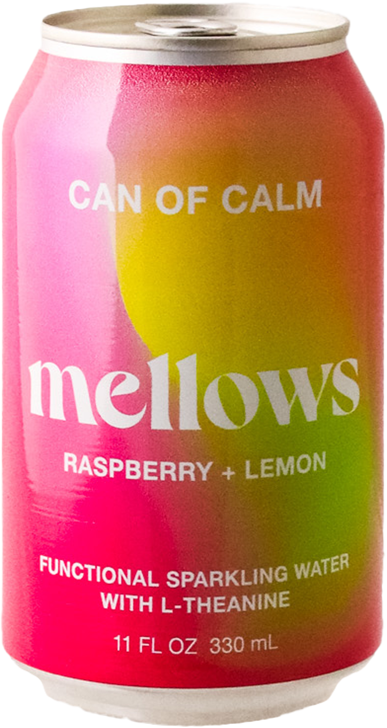 Mellows - Raspberry + Lemon with L-Theanine Sparkling Water 4PACK