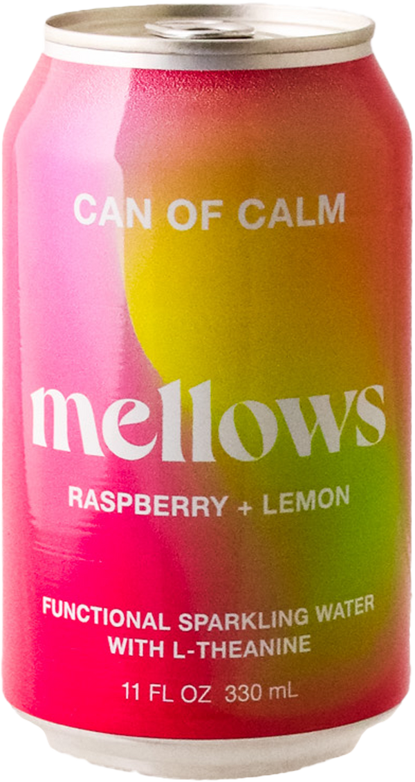 Mellows - Raspberry + Lemon with L-Theanine Sparkling Water 4PACK
