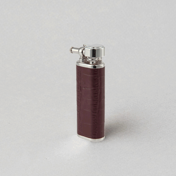 TSUBOTA PEARL - Quest Croco Leather Brown Petrol Lighter